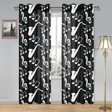 Saxophone music notes treble clef black white them Gauze Curtain