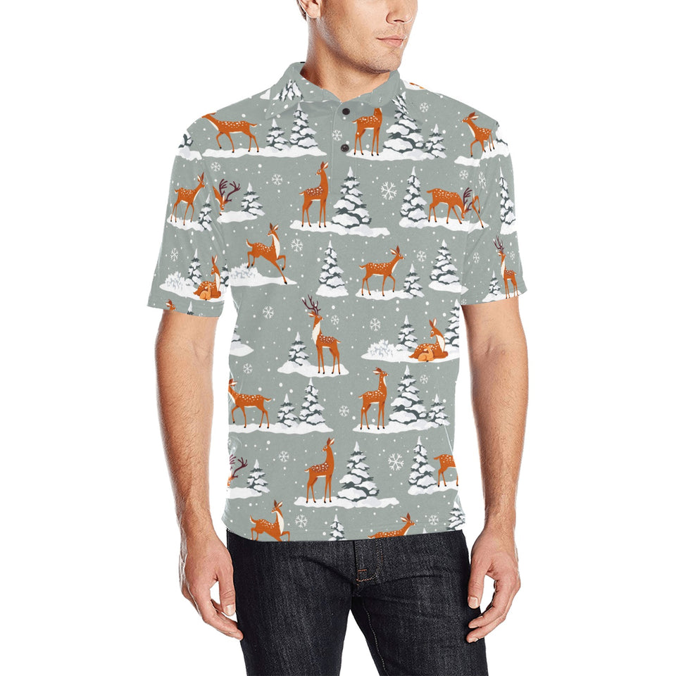Beautiful deers Winter Christmas Men's All Over Print Polo Shirt