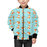 Fox pattern blue b ackground Kids' Boys' Girls' Bomber Jacket