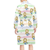 Cute hand drawn mermaid Men's Long Sleeve Belted Night Robe