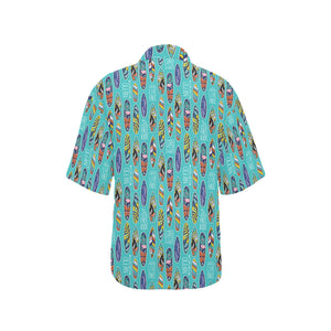 Surfboard Pattern Print Design 05 Women's All Over Print Hawaiian Shirt