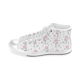 Cute poodle dog star pattern Men's High Top Canvas Shoes White