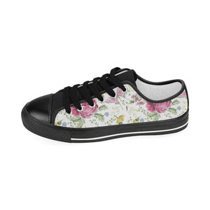 Hand drawn butterfly rose Kids' Boys' Girls' Low Top Canvas Shoes Black