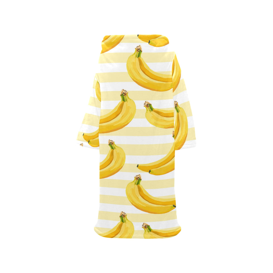 Banana pattern blackground Blanket Robe with Sleeves