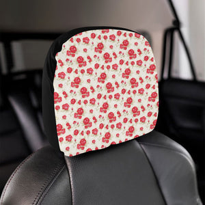 Rose Pattern Print Design 01 Car Headrest Cover