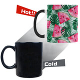 Watermelons tropical palm leaves pattern Morphing Mug Heat Changing Mug