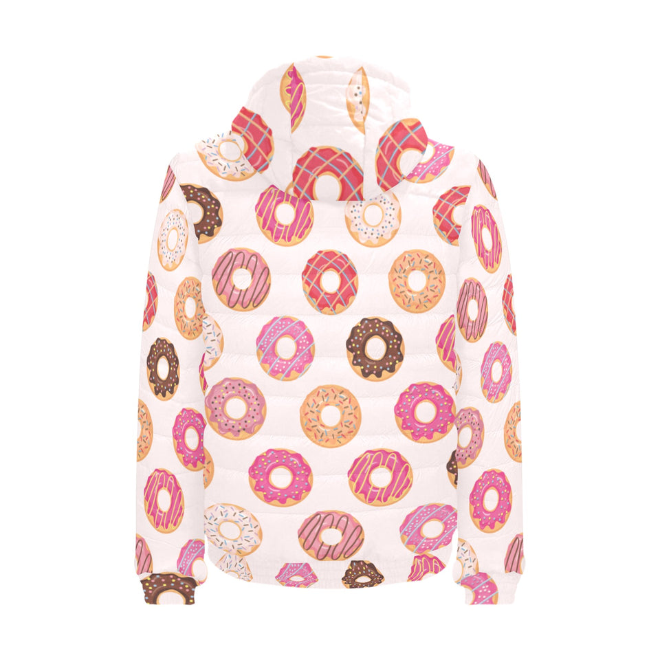 Colorful donut pattern Men's Padded Hooded Jacket