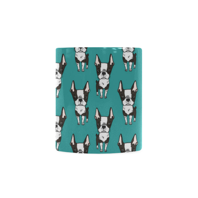 Hand drawn boston terrier dog pattern Classical White Mug (Fulfilled In US)