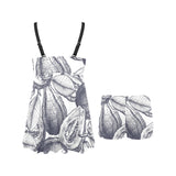 Guava tropical hand drawn pattern Chest Sexy Pleated Two Piece Swim Dress