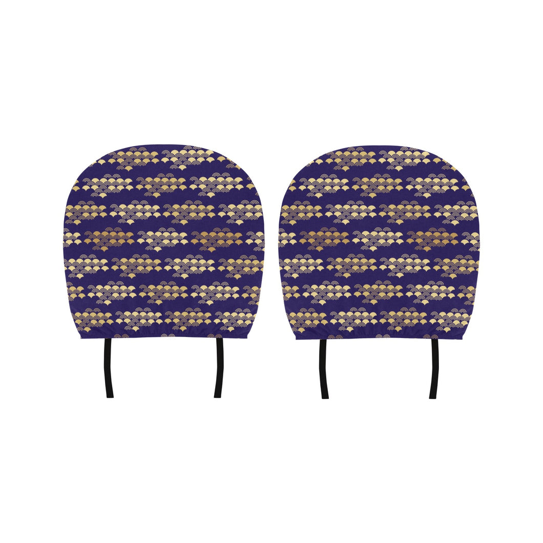 Beautiful japanese fan pattern Car Headrest Cover
