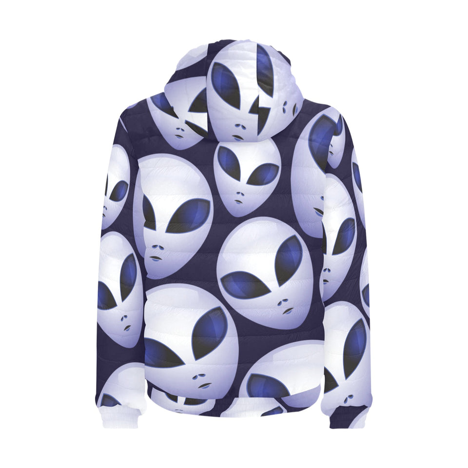 Alien Pattern Print Design 01 Men's Padded Hooded Jacket