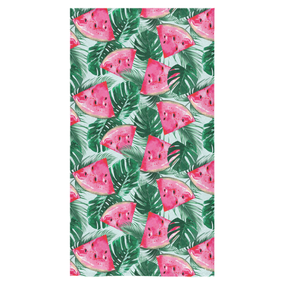 Watermelons tropical palm leaves pattern Bath Towel