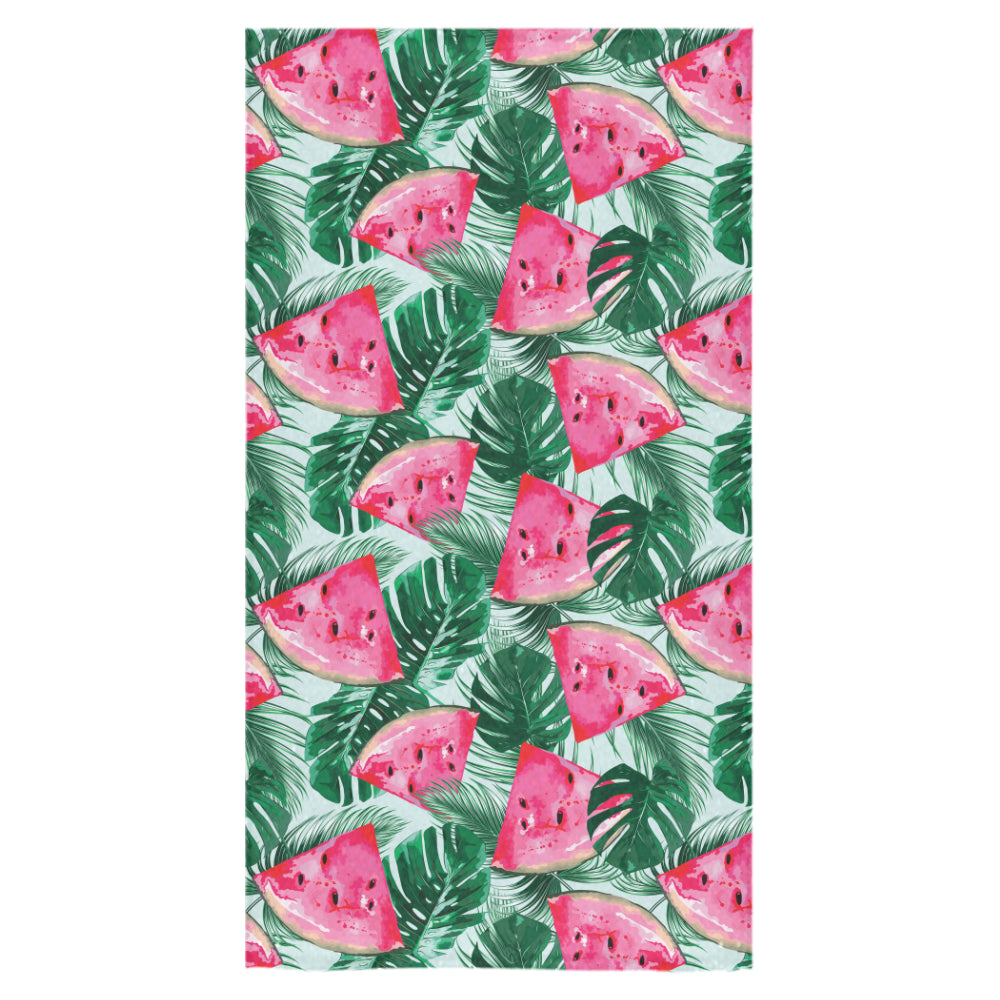Watermelons tropical palm leaves pattern Bath Towel