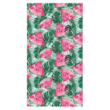 Watermelons tropical palm leaves pattern Bath Towel