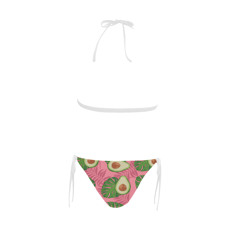 Avocado slices leaves pink back ground Sexy Bikinis Two-Piece Swimsuits