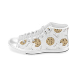 Sketch style cookie pattern Men's High Top Canvas Shoes White