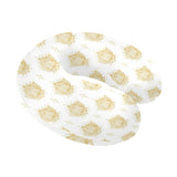 Gold Ornamental lotue waterlily symbol pattern U-Shaped Travel Neck Pillow