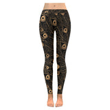 Gold peacock feather pattern Women's Legging Fulfilled In US