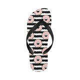 Donuts pink icing striped pattern Unisex Flip Flops