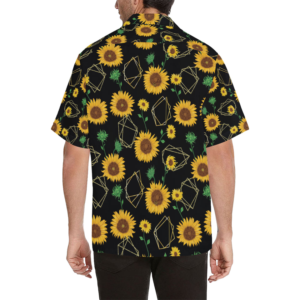 sunflower golden polygonal shapes Men's All Over Print Hawaiian Shirt
