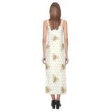 Bee honeycomb seamless design pattern V-Neck Open Fork Long Dress