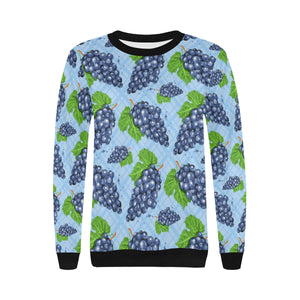 Watercolor grape pattern Women's Crew Neck Sweatshirt