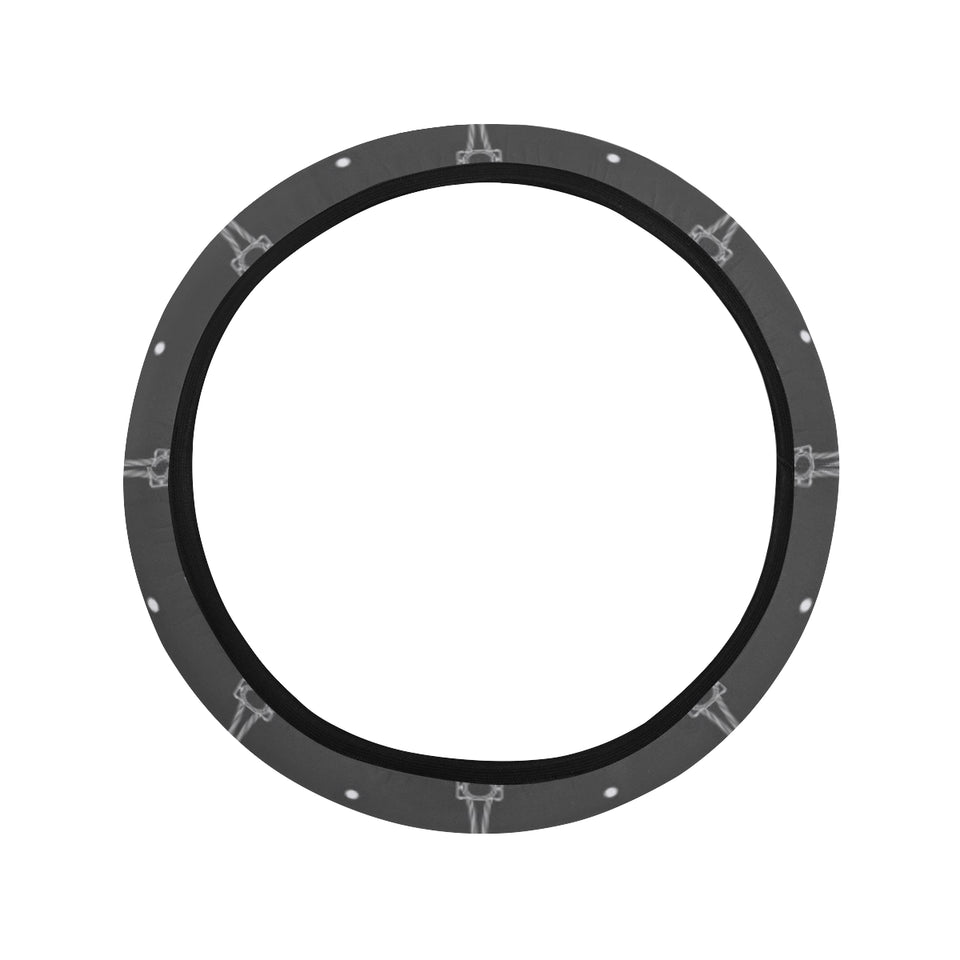 Engine Piston Black Background Pattern Print Desig Car Steering Wheel Cover