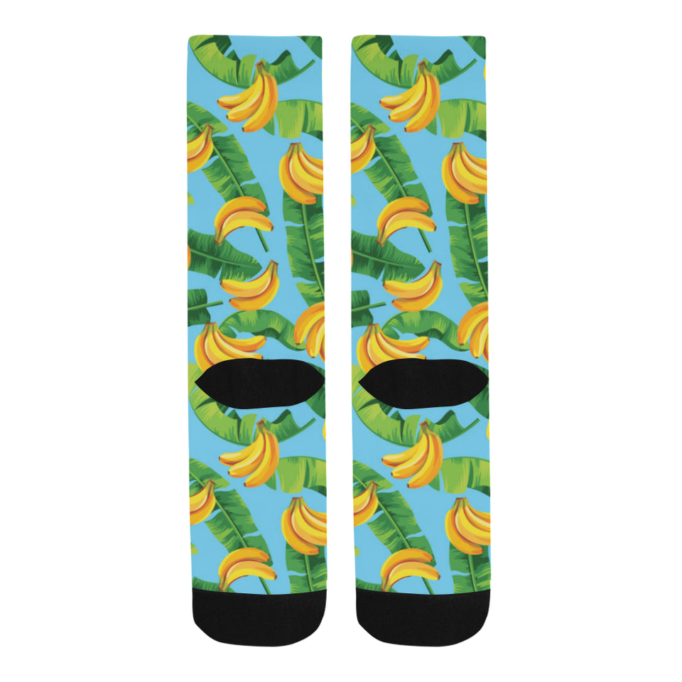 banana leaves banana design pattern Crew Socks
