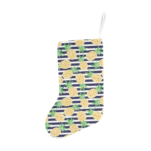 Pineapples pattern striped background Christmas Stocking