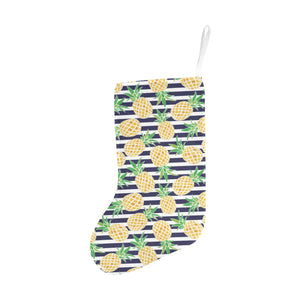 Pineapples pattern striped background Christmas Stocking
