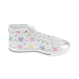 colorful unicorn rainbow heart pattern Women's High Top Canvas Shoes White