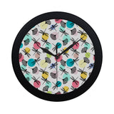 Dragonflies ginkgo leaves pattern Elegant Black Wall Clock