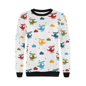 Colorful helicopter pattern Women's Crew Neck Sweatshirt