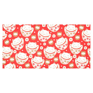 Cute Maneki neko cat red background Tablecloth