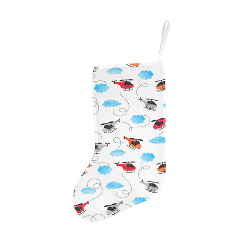 Watercolor helicopter cloud pattern Christmas Stocking