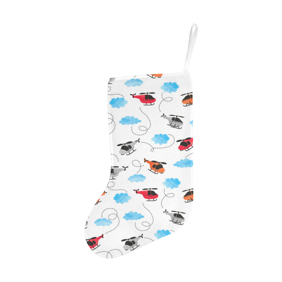 Watercolor helicopter cloud pattern Christmas Stocking