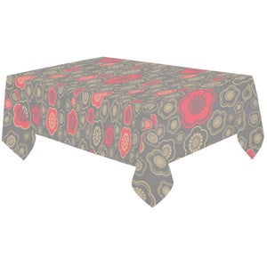 Red gold Sakura cherry blossom gray background Tablecloth