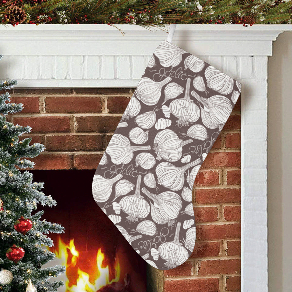 Garlic bulb dark background Christmas Stocking