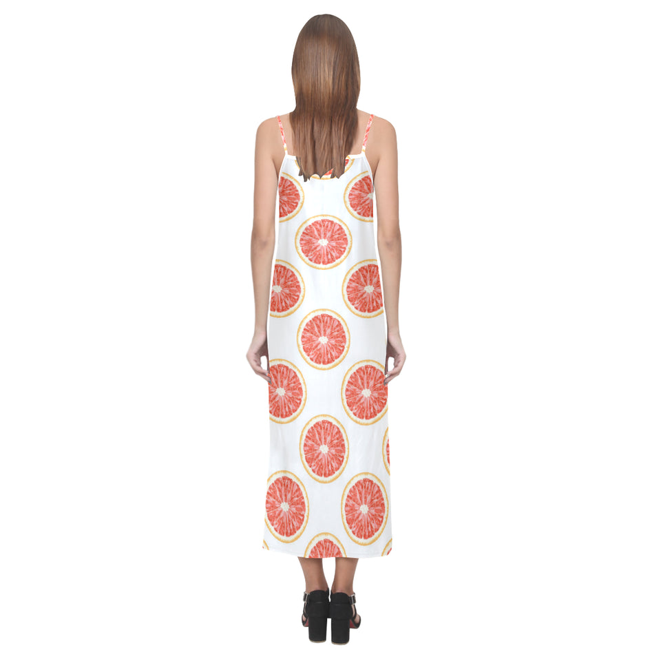 Grapefruit pattern V-Neck Open Fork Long Dress