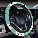 Cute sheep green background Car Steering Wheel Cover