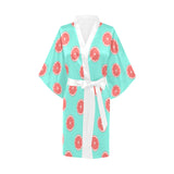 Grapefruit green background Women's Short Kimono Robe