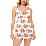Clown Fish Pattern Print Design 05 Chest Sexy Pleated Two Piece Swim Dress