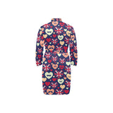 British Pattern Print Design 02 Men's Long Sleeve Belted Night Robe