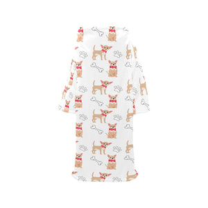 Chihuahua bone paw pattern Blanket Robe with Sleeves
