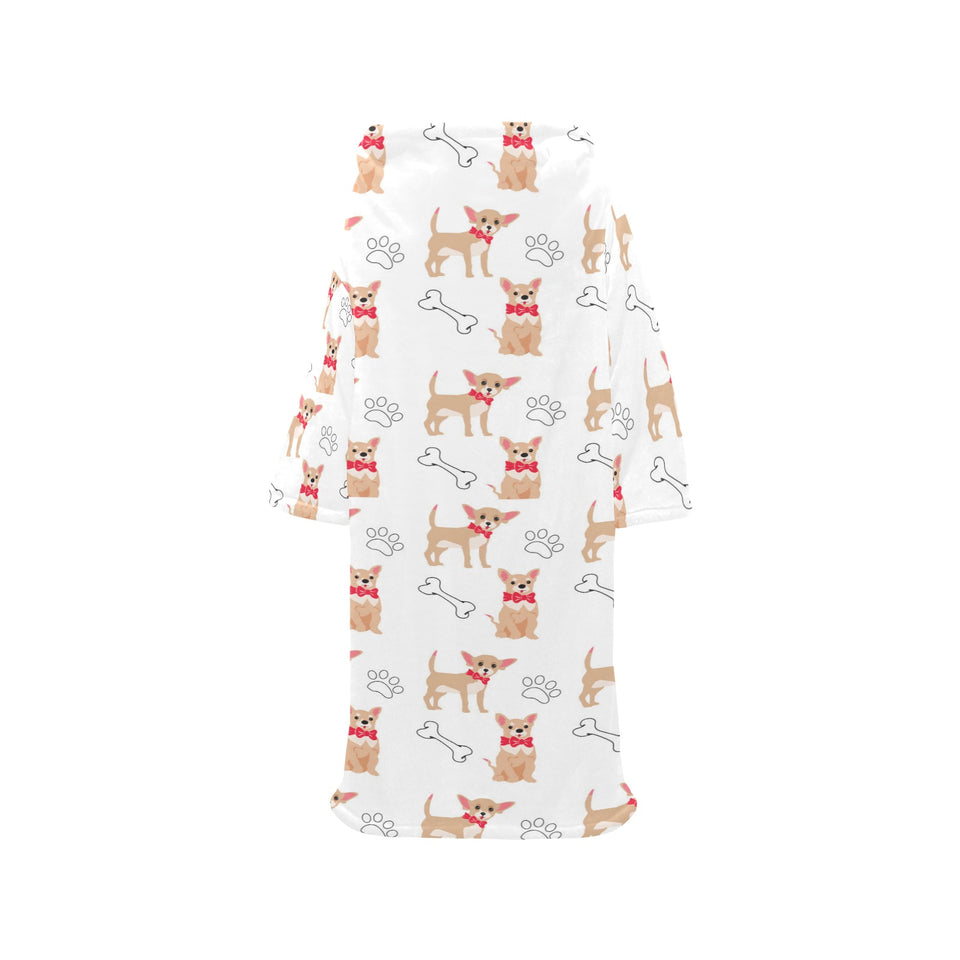 Chihuahua bone paw pattern Blanket Robe with Sleeves