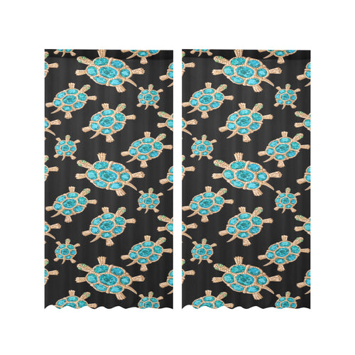 Sea turtle blue stone pattern Gauze Curtain