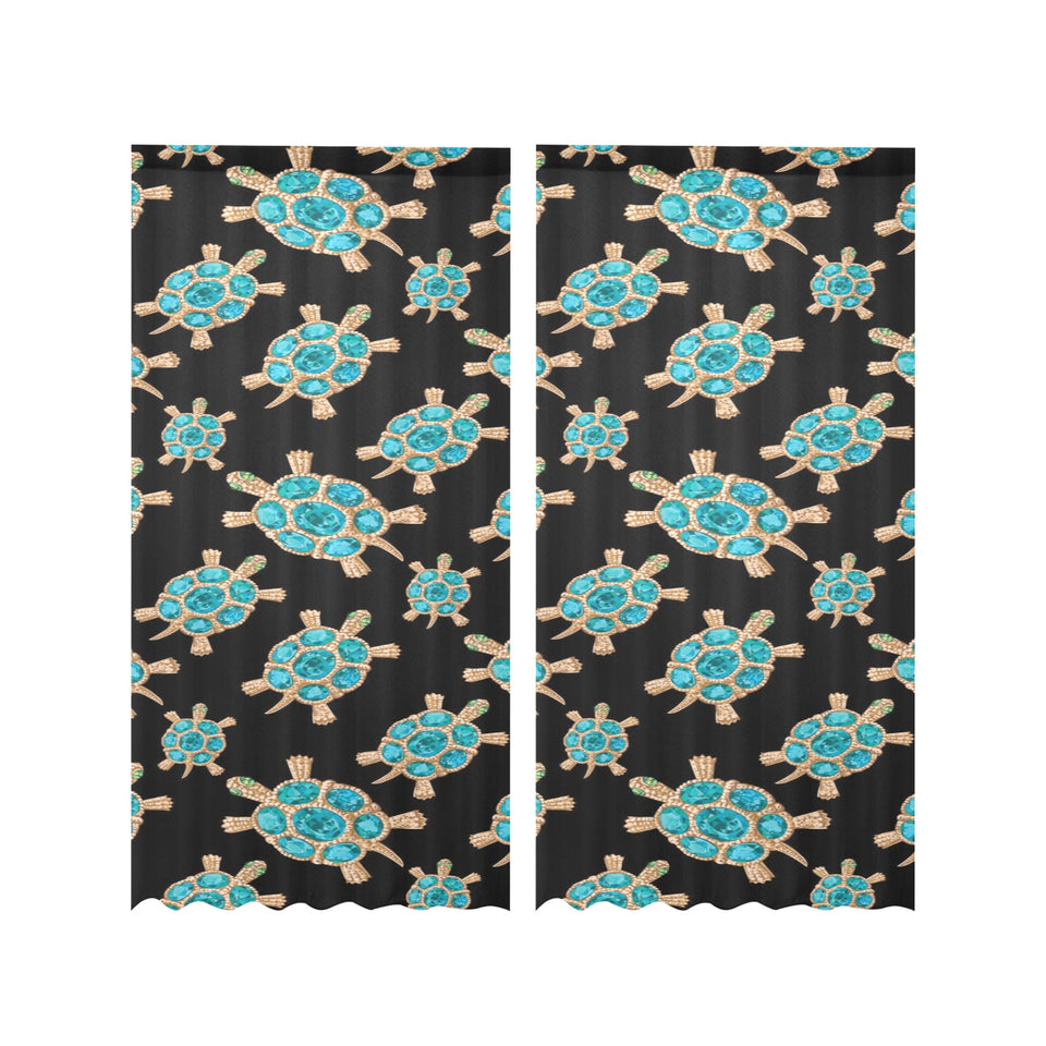 Sea turtle blue stone pattern Gauze Curtain
