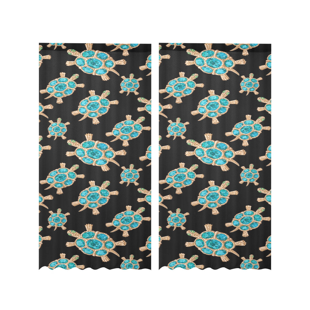 Sea turtle blue stone pattern Gauze Curtain