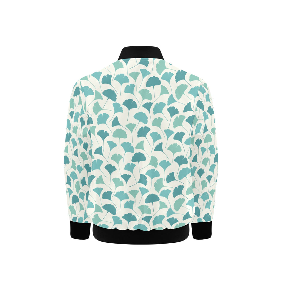 Green ginkgo leaves pattern Kids' Boys' Girls' Bomber Jacket