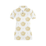 Gold Ornamental lotue waterlily symbol pattern Women's All Over Print Polo Shirt